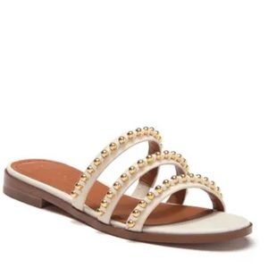 Coach Isa Studded Metallic Leather Sandals Sz 8